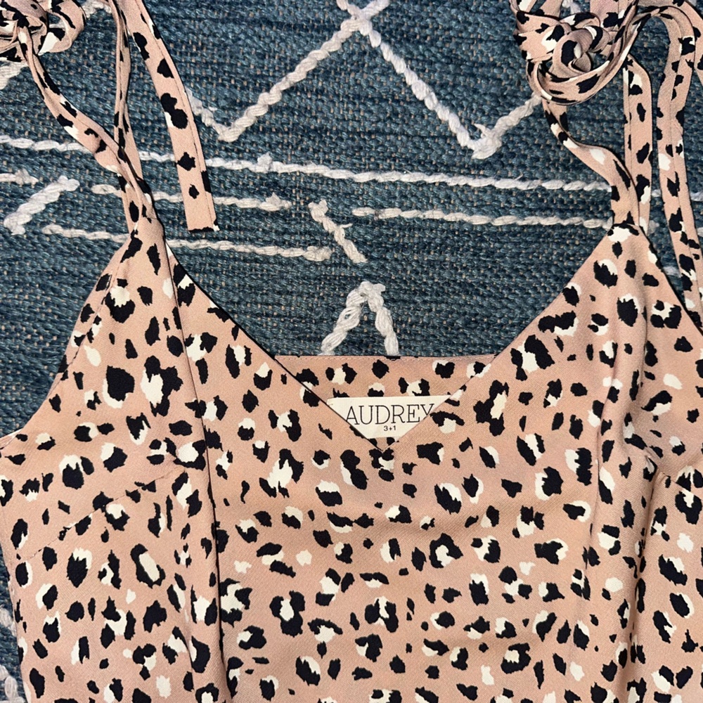 Gorgeous blush midi slip dress in leopard print